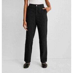 NEW Future Collective Pants Womens 8 Black Straight Leg High Rise Pockets Career